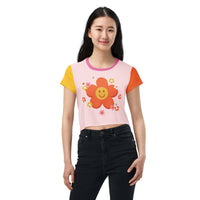 Smiley Flower Crop Tee