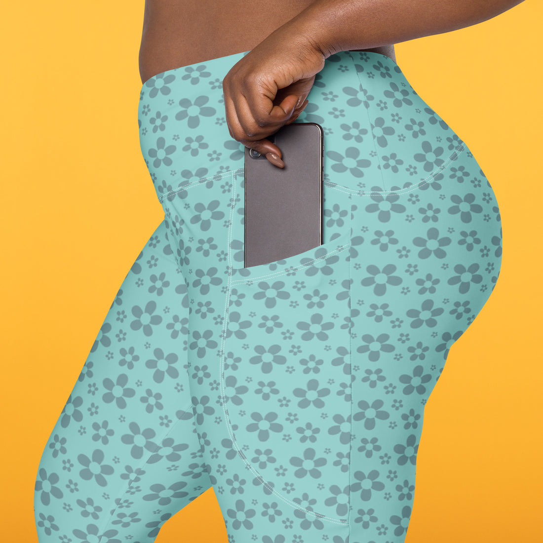 Monochrome Blue Leggings with Pockets