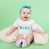 bébé Blue Text Short Sleeve Onesie
