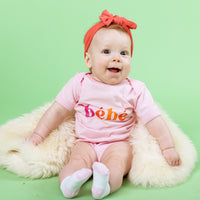 bébé Pink Text Baby Short Sleeve Onesie
