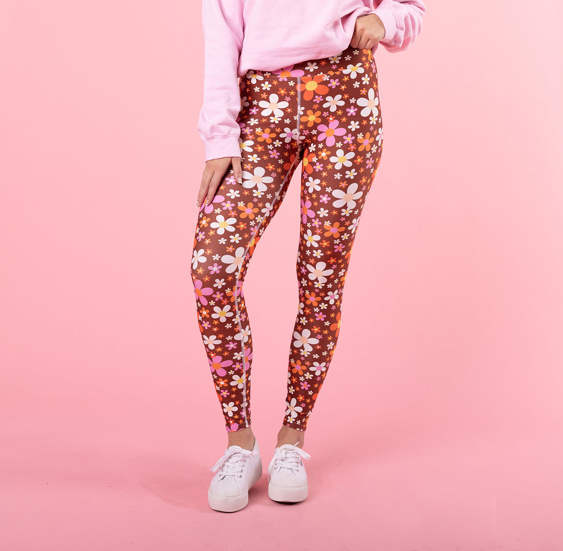 Daisy Mahogany Yoga Leggings