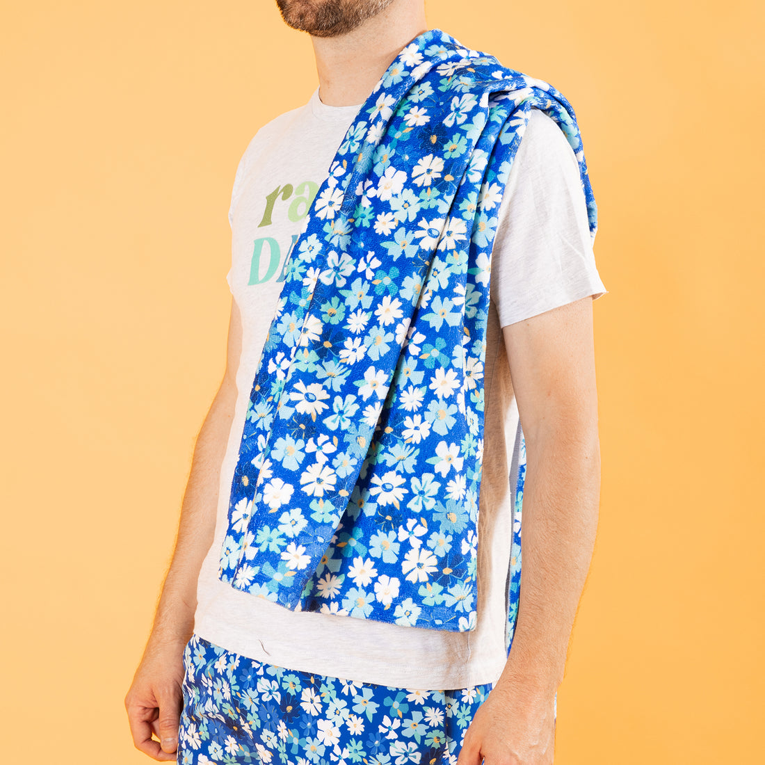 Fleur Blue Beach Towel