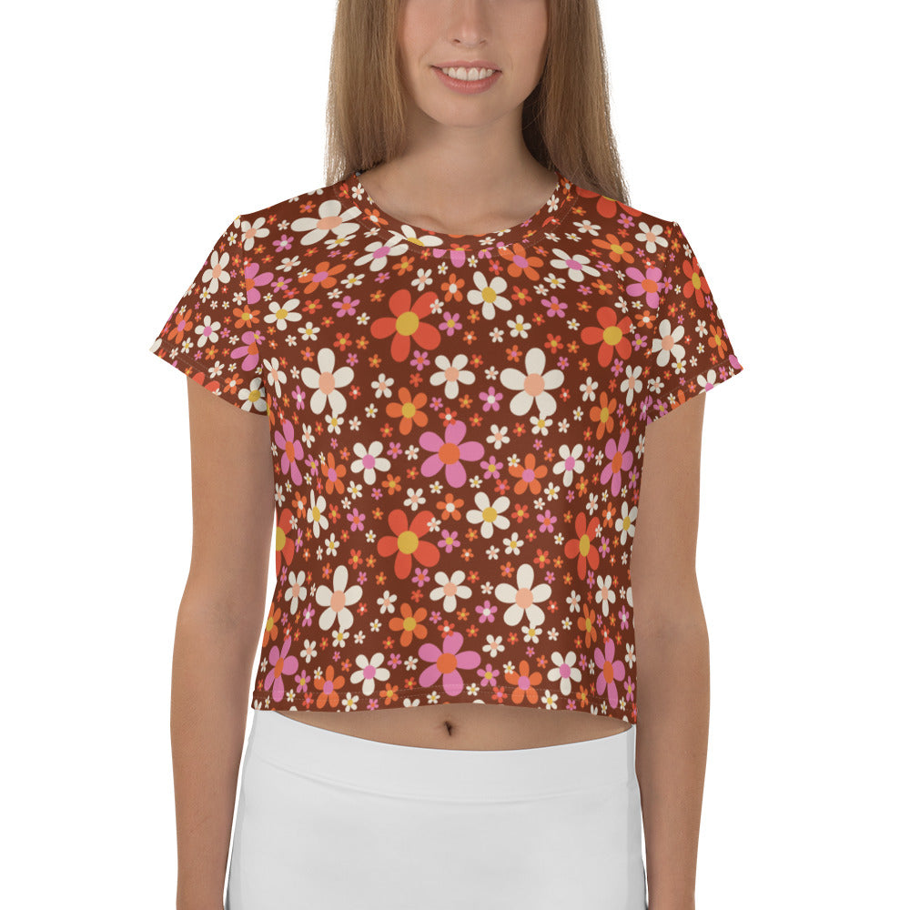 Daisy Mahogany Crop Tee