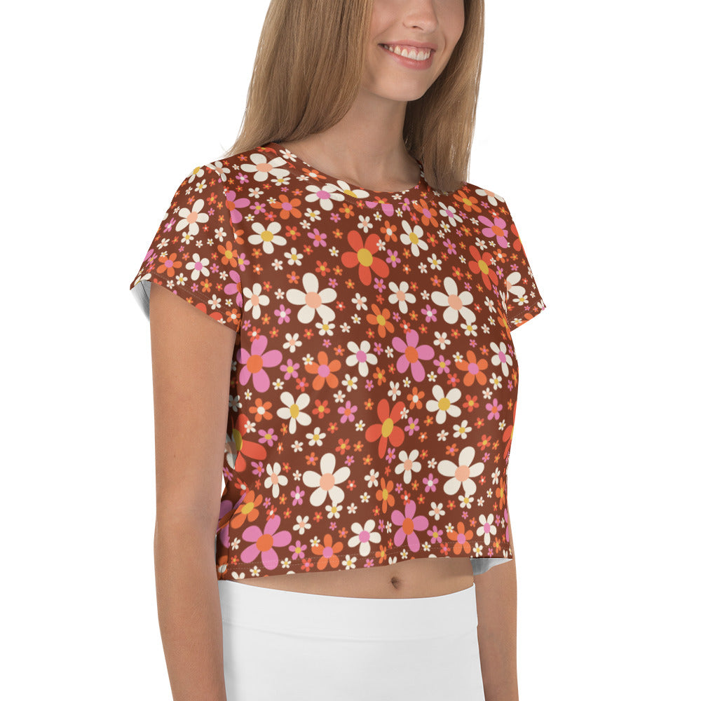 Daisy Mahogany Crop Tee