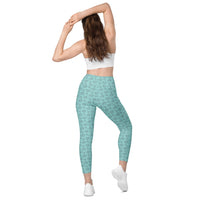 Monochrome Blue Leggings with Pockets