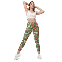 Daisy Green Leggings with Pockets
