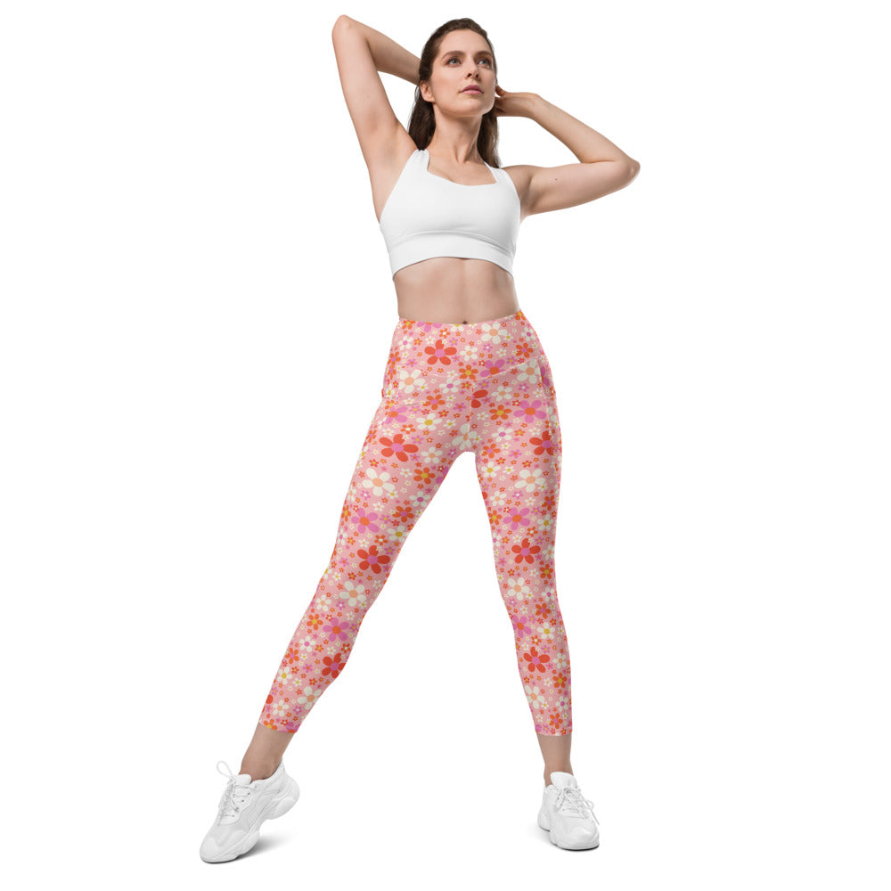 Daisy Pink Leggings with Pockets