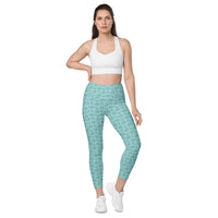 Monochrome Blue Leggings with Pockets