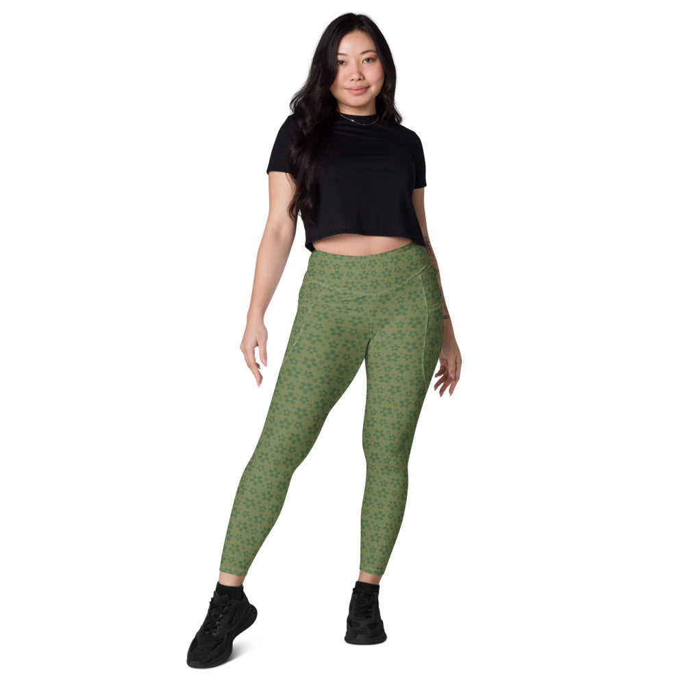 Monochrome Green Leggings with Pocket
