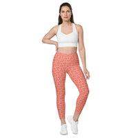 Monochrome Red Leggings with Pockets
