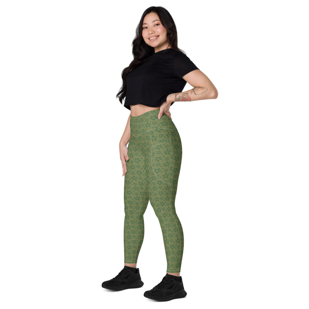 Monochrome Green Leggings with Pocket