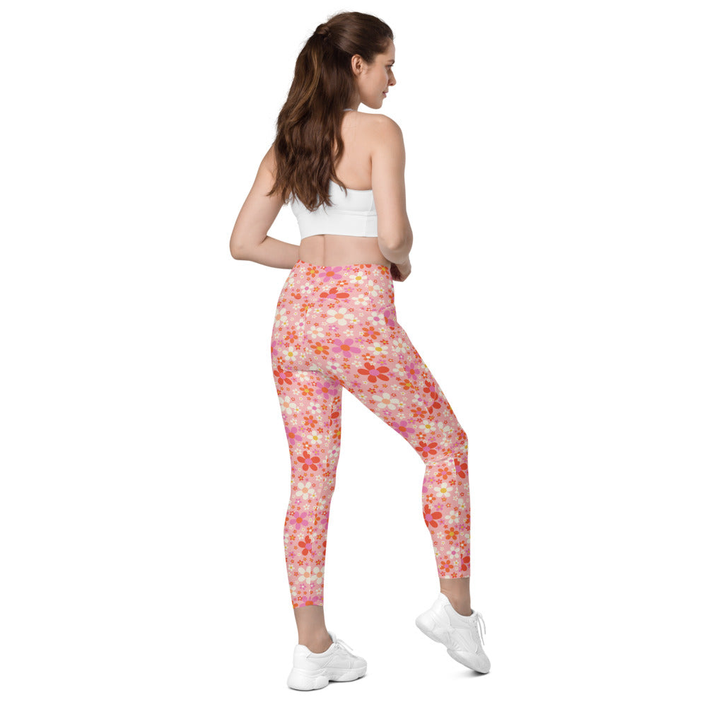 Daisy Pink Leggings with Pockets