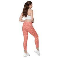 Monochrome Red Leggings with Pockets