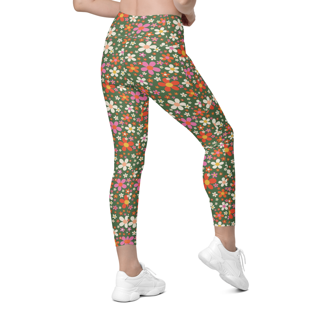Daisy Green Leggings with Pockets