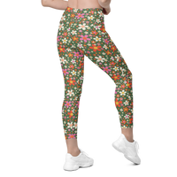 Daisy Green Leggings with Pockets