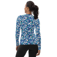 Fleur Blue Women's Rash Guard