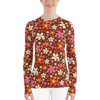 Daisy Mahogany Women's Rash Guard