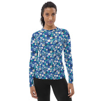 Fleur Blue Women's Rash Guard