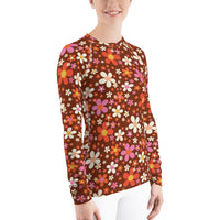 Daisy Mahogany Women's Rash Guard