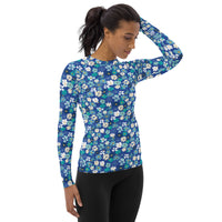 Fleur Blue Women's Rash Guard