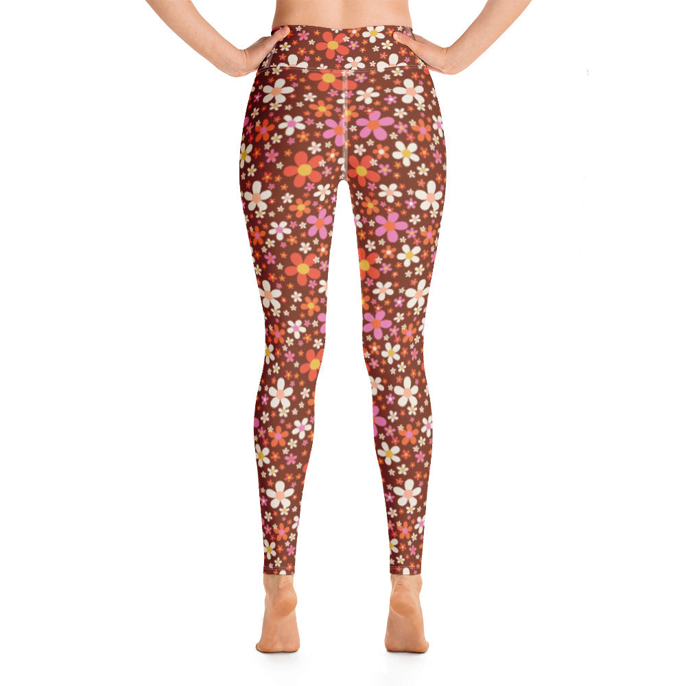Daisy Mahogany Yoga Leggings