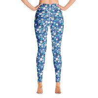 Fleur Blue Yoga Leggings
