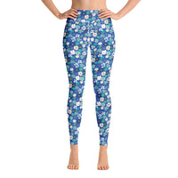 Fleur Blue Yoga Leggings