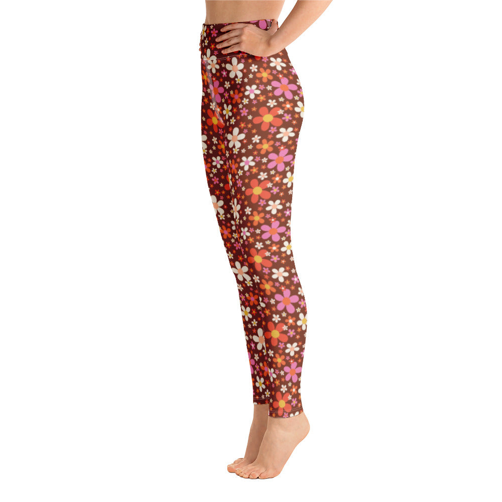 Daisy Mahogany Yoga Leggings