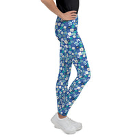 Fleur Blue Youth Leggings