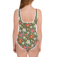 Daisy Green Print Youth Swimsuit