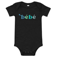 bébé Blue Text Short Sleeve Onesie