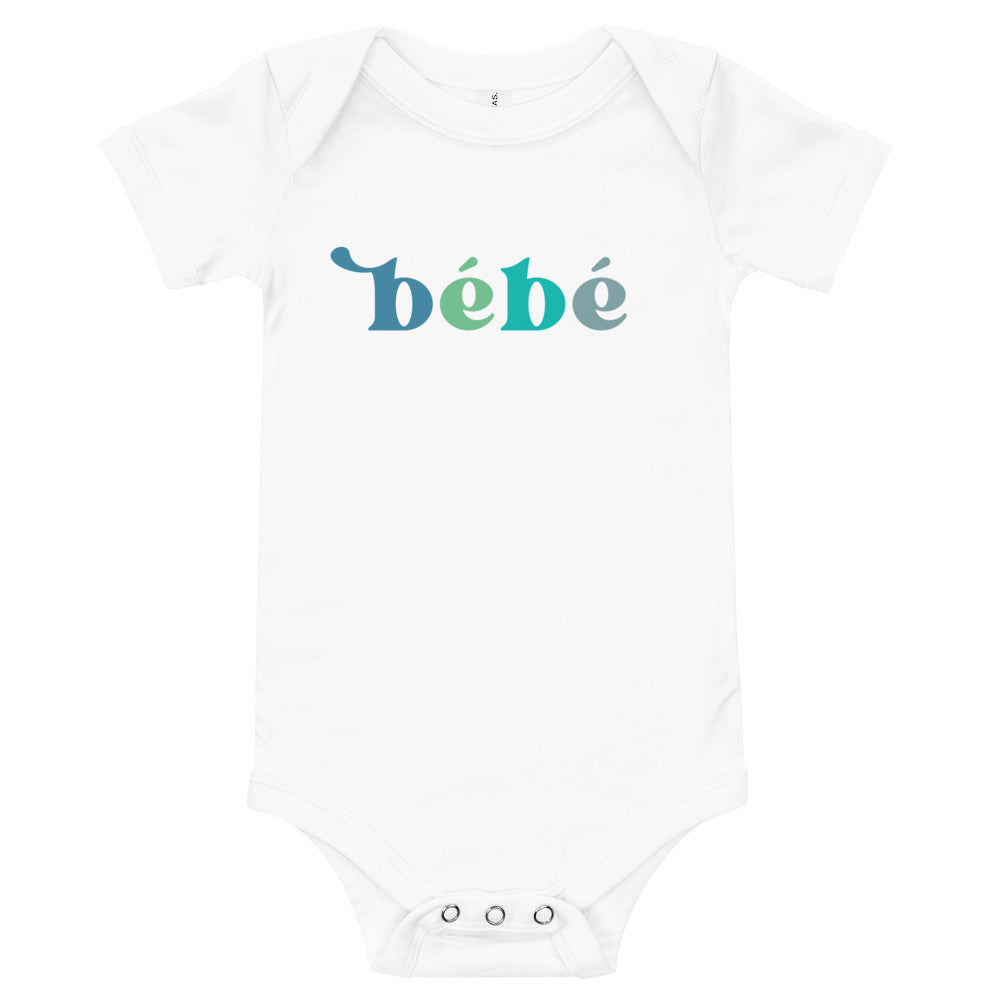 bébé Blue Text Short Sleeve Onesie