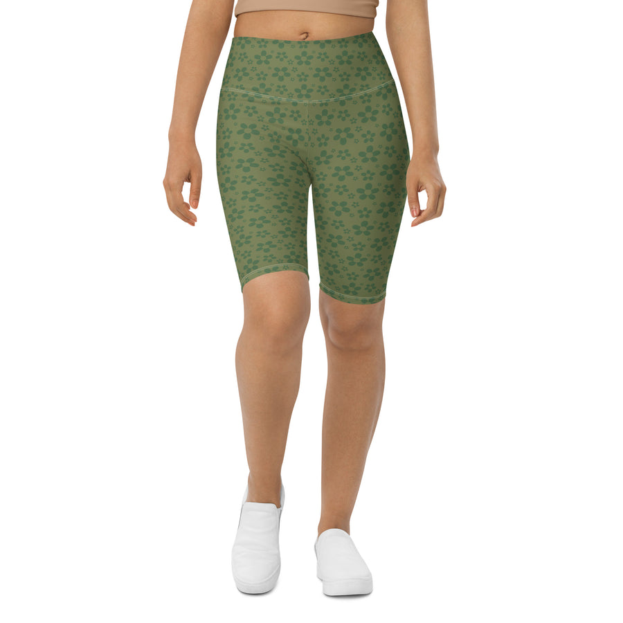 Monochrome Green Biker Shorts