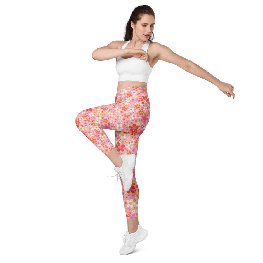 Daisy Pink Leggings with Pockets