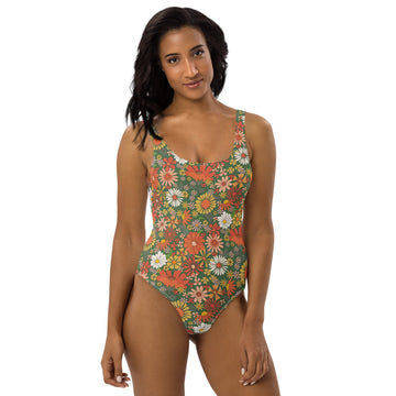 '70s Green One-Piece Swimsuit