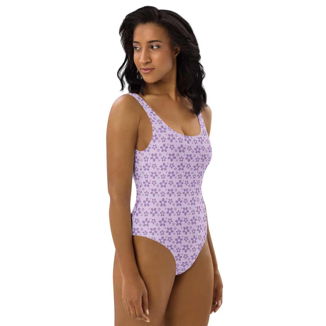 Monochrome Lavender One-Piece Swimsuit