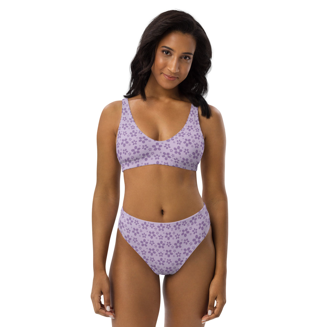 Monochrome Lavender Recycled high-waisted bikini