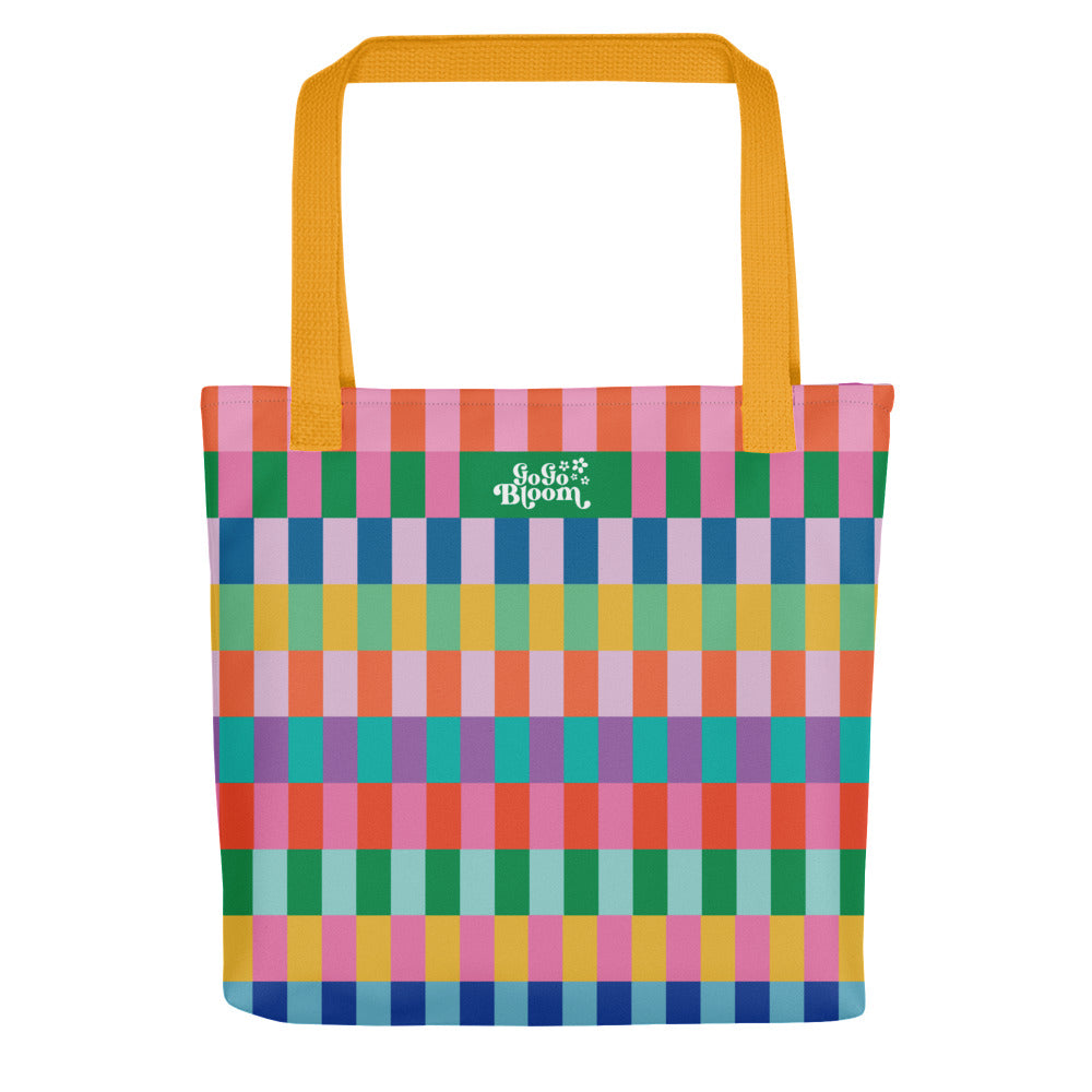 Pastel Grid Summer Tote Bag
