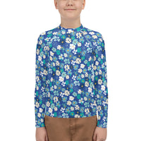 Fleur Blue Youth Rash Guard