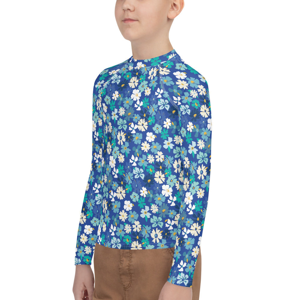 Fleur Blue Youth Rash Guard