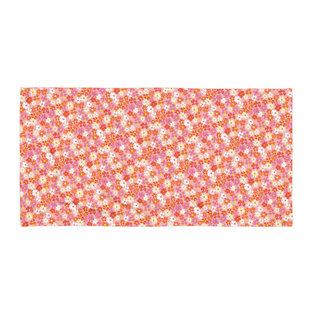 Fleur Pink Beach Towel