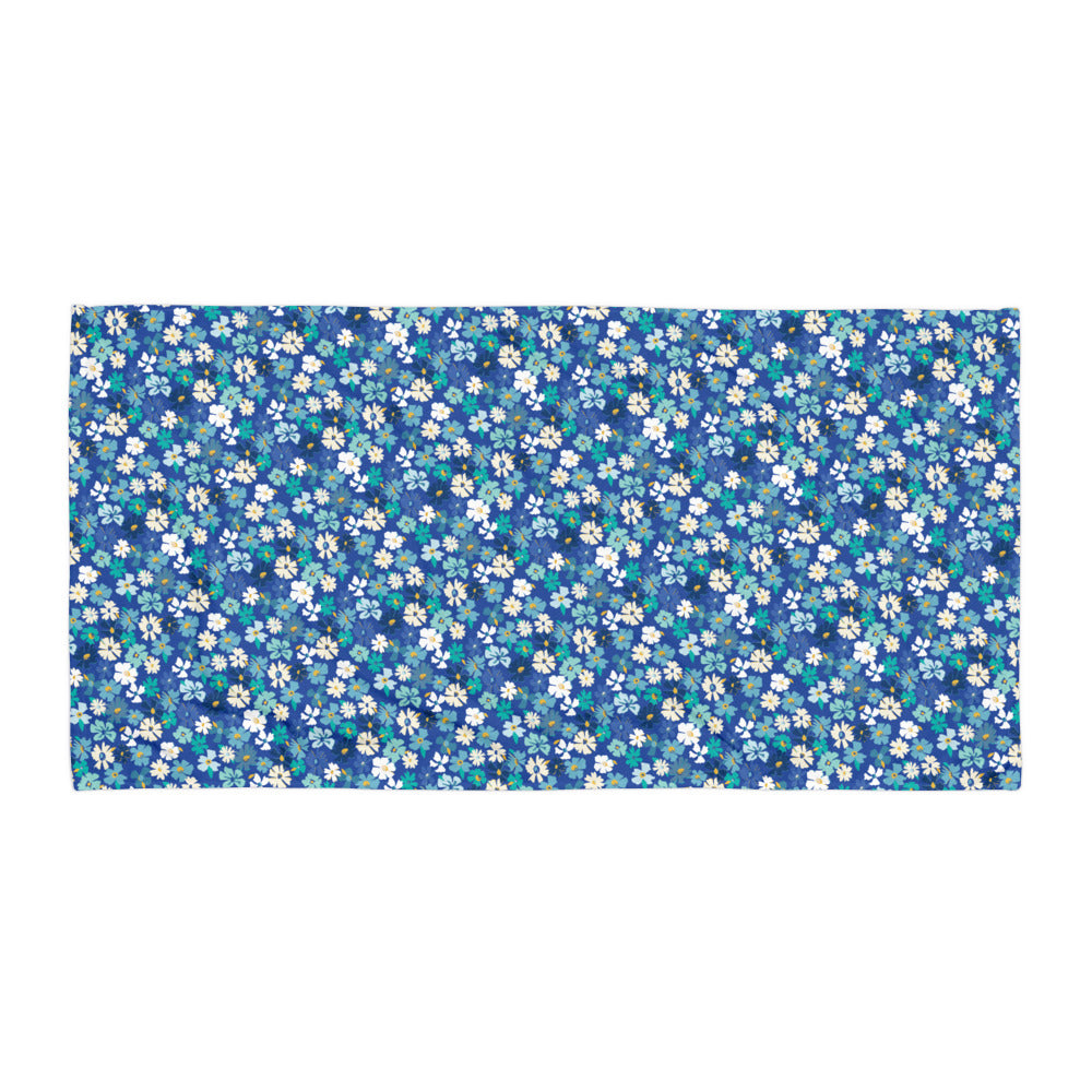 Fleur Blue Beach Towel